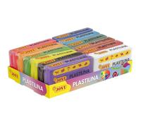 Jovi - Confezione di Plastilina Colorata, 12 Pastiglie da 50 grammi, 8 colori base + 4 fluore, non tossico, plastilina vegetale per bambini dai 3 anni, plastilina per artigianato (P70/12F)