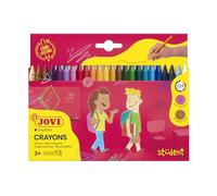 Jovi - Crayons Student, Scatola da 24 pastelli in plastica, Colori Assortiti, Ideale dai 3 Anni, Resistente e performante, Senza Glutine (926)