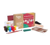 Jovi - DIY Air Dry Christmas POTTERY Clay - Set di artigianato per decorazione natalizia, kit di argilla essiccata all'aria bianca + vernici e strumenti (2709)