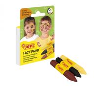 Jovi - 3 bastoncini per trucco viso animale, colore giallo, marrone e nero, per carnevale o halloween, ipoallergenico (175AN)