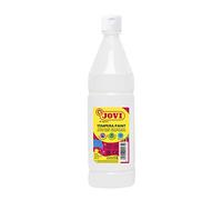 Jovi - Guazzo liquido, flacone da 1 litro, Colore bianco, Vernice a base di ingredienti naturali, Facile da lavare, Senza glutine, Ideale per la scuola (51101)