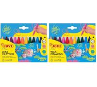 JOVI - Pastelli a cera Jumbo Easy Grip, Confezione da 24 cere triangolari, Colori assortiti, Super resistenti e performanti, Senza glutine (973/12)