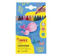 Jovi - Pastelli a Cera Large Easy Grip, Confezione da 12 Cere | Alte prestazioni, Ideale per i bambini, Senza glutine