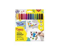 Jovi - Pennarelli per Tessuti, Confezione da 12 pennarelli, Colori Assortiti, Pennarelli indelebili per tessuti, Ideale per decorare qualsiasi tipo di tessuto (1410)