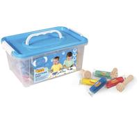 Jovi Plastilina Baby - Bauletto con 20 compresse da 38 g nei Colori Rosso, Verde, Blu e Giallo + 9 timbri in Legno Strumenti per Modellare per Bambini dai 12 Mesi (371/20)