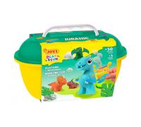 Jovi - Play&Fun JURASSIC - Kit plastilina dinosauri, 24 pillole da 15 g, 3 stencil con ritagliabili e 3 strumenti di modellazione, regali e artigianato per bambini dai 3 anni in su