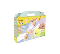 Jovi - Play&Fun Gouache tempera FANTASTIC CREATURES - Set per dipingere con numeri personaggi 3D di creature fantastiche, 10 barattoli tempera da 15 ml, 3 personaggi da dipingere e montare e 2 sfondi