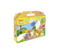 Jovi - Play&Fun Gouache Tempera PETS - Set per dipingere con numeri personaggi 3D di animali domestici, 10 barattoli tempera da 15 ml, 3 personaggi da dipingere e montare e 2 sfondi