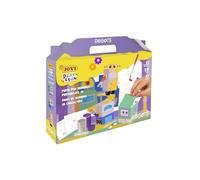 Jovi - Play&Fun Gouache Tempera ROBOTS - Set da dipingere con numeri personaggi 3D di robot, 10 barattoli tempera da 15 ml, 3 personaggi da dipingere e montare e 2 sfondi