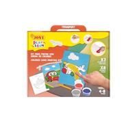 Jovi - Play&Fun - Set da pittura con sabbia colorata, 8 barattoli di sabbia e fogli per colorare veicoli, regali e artigianato per bambine e ragazzi dai 3 anni in su (2104)