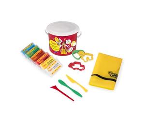 Jovi - Super Secchio di Plastilina, Set 6 pastiglie da 50 gr + 3 stampini + 3 modellatori + tovaglia (14)