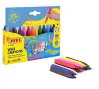 Jovi Triwax Confezione da 12 pastelli a cera triangolari - Senza macchie - Tratto fluido - Alte prestazioni - Temperamatite sicuro - Senza allergeni - Colori assortiti