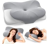 JOVIAL - Cuscino in memory foam, cuscino ortopedico cervicale per dolore al collo e alle spalle, cuscino ergonomico con supporto rigido per il collo e bracciolo per chi dorme sul fianco, sulla schiena