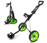 JOVIAL Golf Cart, Carrello Pieghevole a 2 Ruote per Bambini, con Supporto per segnapunti, staffe Superiori e Inferiori con Cinghia Unisex, Nero, Verde, Taglia Unica