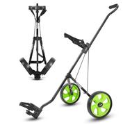 JOVIAL Golf Pieghevole a 2 Ruote - Carrello in Alluminio, staffe Superiori e Inferiori con Cinghia Elastica, Senza Supporto per Ombrello Unisex, Nero, Verde, Taglia Unica