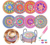Jovicos Fai da te per bambine 6, 7, 8, 9, 10 anni, 8 sottobicchieri con supporto per Diamond Painting 5D, per bambini, adulti, mandala, regali per ragazze di compleanno dei bambini, set fai da te
