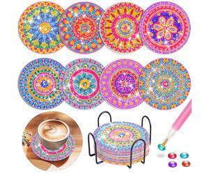 Jovicos Fai da te per bambine 6, 7, 8, 9, 10 anni, 8 sottobicchieri con supporto per Diamond Painting 5D, per bambini, adulti, mandala, regali per ragazze di compleanno dei bambini, set fai da te