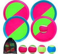 Jovicos Gioco di velcro, giocattolo da giardino per bambini, gioco con velcro per bambini a partire dai 3 4 5, giocattolo estivo per esterni, gioco con 4 dischi di cattura, 4 palline