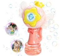 Jovicos Macchina per bolle di sapone per bambini, ricaricabile, con luce LED, pistola automatica per bolle di sapone con 3 modalità, macchina per bolle d'aria con batteria, per feste, regalo (rosa)
