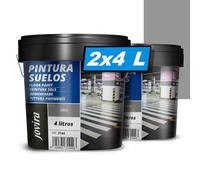 JOVIRA PINTURAS Pittura per pavimenti esterni ed interni, garage e superfici sportive in genere, finitura opaca. Protegge e decora le superfici in calcestruzzo, cemento. (2x4 Litri, Grigio) B-17-2