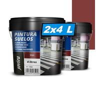 JOVIRA PINTURAS Pittura per pavimenti esterni ed interni, garage e superfici sportive in genere, finitura opaca. Protegge e decora le superfici in calcestruzzo, cemento(2x4 Litri, Rosso) B-18-2