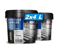 JOVIRA PINTURAS Pittura per pavimenti esterni ed interni, garage e superfici sportive in genere, finitura opaca. Protegge e decora le superfici in calcestruzzo, cemento(2x4 Litri, Bianco) B-14-2