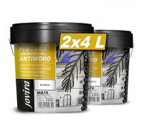 JOVIRA PINTURAS Pittura Antimuffa (8 Litri). Previene la muffa. Resistente alla comparsa di muffe sui muri. Aspetto opaco. (2x4 Litri, Bianco). A-06-2