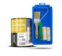 JOVIRA PINTURAS Pittura Antimuffa Bianca y Mini secchio, 2 mini rulli antigoccia, manico e pennello (750 ml, Pittura + Mini kit pareti) C-16-K