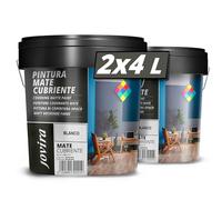 JOVIRA PINTURAS Pittura di copertura opaco. Pittura per interni ed esterni con eccellente potere coprente. (2x4 Litri, Bianco)