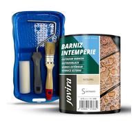 JOVIRA PINTURAS Vernice Esterni Impermeabile Lucido e Mini secchio, rullo in schiuma, manico e pennello (750 ml, Lucido + Kit Vernice) A-53-K