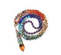 Jovivi 108 Perline Collana con Perline in Pietre Naturali per Donna Collana Ciondolo Pendolo 7 Chakra Pietre e Cristalli Reiki Guarigione Yoga Gioielli Preghiera Collana Lunga Catenina Meditazione