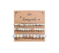 Jovivi 3pz Bracciali Elastici con Perline in Pietra Naturale per Donna Uomo Bracciali Impilabili con Perle Rotondi Pietra e Cristallo Guarigione Reiki Yoga Braccialetti Boho 4/6/8mm (Amazzonite)