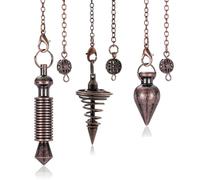 JOVIVI 3pz Pendolino Esoterico a Cono in Rame per Reiki Guarigione, Pendolo Radioestesia Divinazione Esoterismo Catenina, Ciondolo Pendolo Spirale per Terapia Energia Guarigione Meditazione - Bronzo
