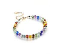 Jovivi 7 Chakra Bracciale con Perline in Pietre Naturali per Donna Bracciale a Filo 2 Strati Incrociati con Perle Pietre e Cristalli Sfaccettate Bracciale Sottile Portafortuna Reiki Guarigione Oro