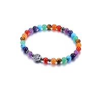 Jovivi 7 Chakra Bracciale Elastico con Perline in Pietre Naturali per Donna Ragazza Bracciale di Cristallo con Ciondolo Albero della Vita Guarigione 6mm Yoga Braccialetto con Ematite (7 Chakra)
