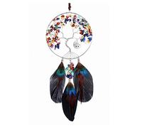 JOVIVI Boho Acchiappasogni di Albero della Vita da Parete con Piuma, Acchiappa Sogni in Pietre Naturali da Appendere, Ornamento Decorazione Casa Auto per Finestre Matrimonio-7 Chakra Personalizzato