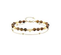 JOVIVI Bracciale con Perline in Pietra Naturale con Catenina Metallo per Donna Ragazza 7 Chakra Bracciale Cristalli e Pietre con Ciondolo Cuore a 2 Strati Reiki Braccialetto Regolabile Occhio di Tigre