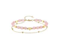 Jovivi Bracciale con Perline in Pietra Naturale con Catenina Metallo per Donna Ragazza 7 Chakra Bracciale Cristalli e Pietre con Ciondolo Cuore a 2 Strati Reiki Braccialetto Regolabile Quarzo Rosa