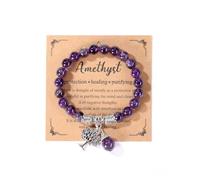 Jovivi Bracciale Elastico in Pietra Naturale con Ciondolo Albero della Vita per Donna Uomo Bracciale con Perline in Cristallo Pendente Albero Tibetano Yoga Braccialetto Portafortuna Reiki Ametista