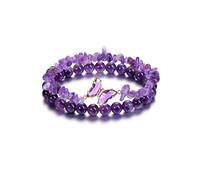 Jovivi Bracciale Farfalla con Perline di Ametista Naturale per Donna Bracciale Elastico in Pietra Naturale con Ciondolo Farfalla di Vetro Yoga Braccialetti a Strati Impilabile Reiki Guarigione