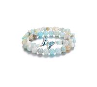 Jovivi Bracciale Farfalla con Perline in Pietra Naturale per Donna Bracciale Elastico Pietra e Cristallo con Ciondolo Farfalla di Vetro Braccialetti a Strati Impilabile Reiki Guarigione - Amazzonite