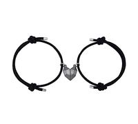 JOVIVI Bracciali Coppia con Cuore Spezzato Magnetico Personalizzabili Iniziali BFF Bracciali Amicizia per 2 Migliori Amici a Corda Regolabile Gioielli Distanza Lunga Yin e Yang - 2 Nero Personalizzate