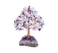 Jovivi Chakra Albero di Cristallo con Base in Geode Ametista Albero dei Soldi Cristalli e Pietre Decorazione Ornamento Albero della Vita Soprammobile Portafortuna - Ametista Quarzo Rosa Acquamarina