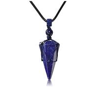 Jovivi Ciondolo Esagonale in Pietra Naturale Preziosa Intrecciato Unisex Collana Regolabile da Donna Vintage Regalo Natale Compleanno-lapislazzuli