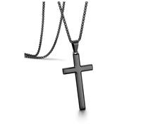 Jovivi Collana con croce in argento per uomo e donna, in acciaio inox, con ciondolo a forma di crocifisso, collana per ragazzi e uomini, gioielli di Natale, regali cristiani per lui e lei, Acciaio