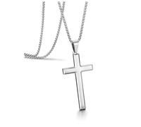 Jovivi Collana con croce in argento per uomo e donna, in acciaio inox, con ciondolo a forma di crocifisso, collana per ragazzi e uomini, gioielli di Natale, regali cristiani per lui e lei, Acciaio