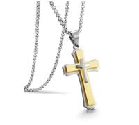 JOVIVI Collana da uomo a forma di croce, in acciaio inox, con ciondolo a forma di crocifisso, per ragazzi e uomini, idea regalo cristiana, Acciaio inossidabile, Nessuna pietra preziosa