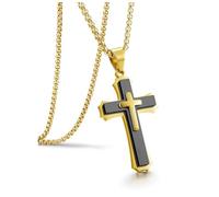 JOVIVI Collana da uomo a forma di croce, in acciaio inox, con ciondolo a forma di crocifisso, per ragazzi e uomini, idea regalo cristiana, Acciaio inossidabile, Nessuna pietra preziosa