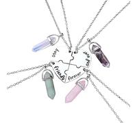 Jovivi Collana dell'Amizicia con Ciondolo a Cuore Spezzato, Collana BFF Incisione Best Friend Forever con Ciondolo Esagonale in Pietra Naturale, Ricordo Regalo per Amici Sorelle Compagna (4 Persone)