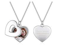 Jovivi Collana Medaglione a Doppio Cuori con Foto Personalizzata in Metallo, Collana Portafoto con Ciondolo di Cuore Amore Vuoto per Donna Uomo, Ricordo Commemorativo per Lei Fidanzata Mamma